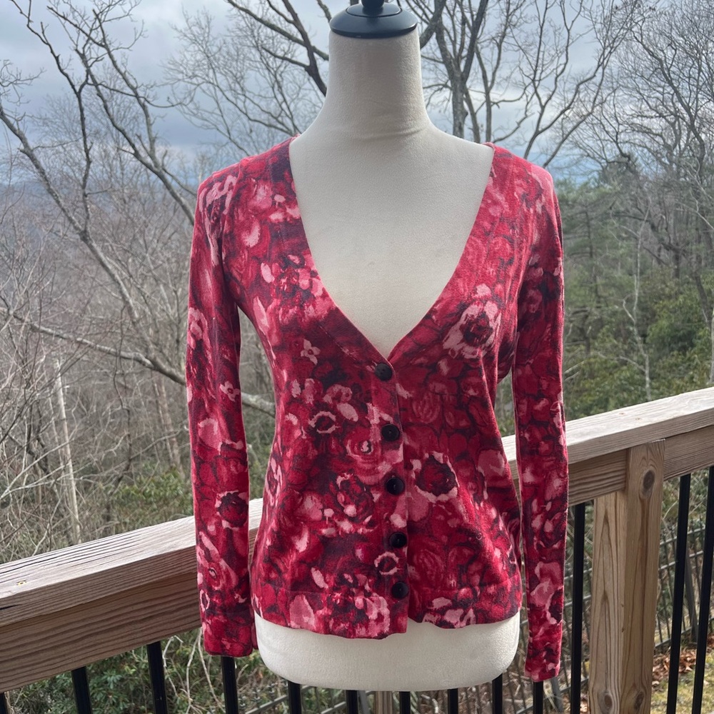 Women’s J. Jill Floral Pink/Red Cardigan